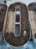 Recirculating 'donut' for housing Tubifex worms and rainbow trout fry.